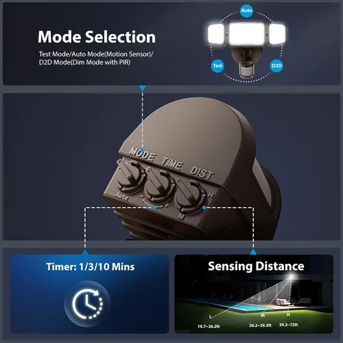 Miniatura 8 de Onforu Luces LED con sensor de movimiento de 100 W, luz de inundación del anochecer al amanecer, sensor de movimiento al aire libre, luces