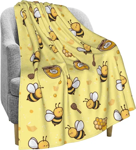 Miniatura 4 de Dujiea Manta de franela mullida de miel de abejas de 40 x 50 pulgadas, manta súper suave y ligera para sofá, silla, manta de cama acogedora