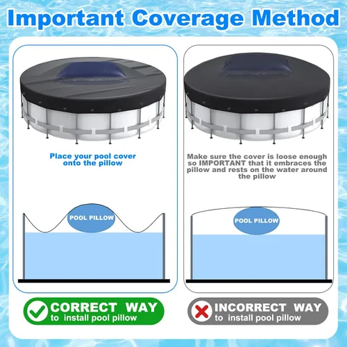 Miniatura 4 de Hungdao Almohada de piscina sobre el suelo de 4 pies y 12 bolsas de agua colgantes para cubierta de piscina, kit de preparación de invierno