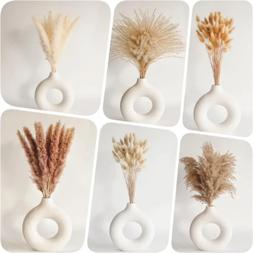 Miniatura 3 de Decoración de hierba seca de las pampas, 120 piezas de hierba de las pampas con colas de conejo, ramo de hierba de caña para bodas, flores bohemias