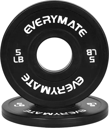 EVERYMATE Juego de placas de peso de cambio negro, 1.25 libras, 2.5 libras, 5 libras, juego de placas olímpicas fraccionarias para entrenamiento 5