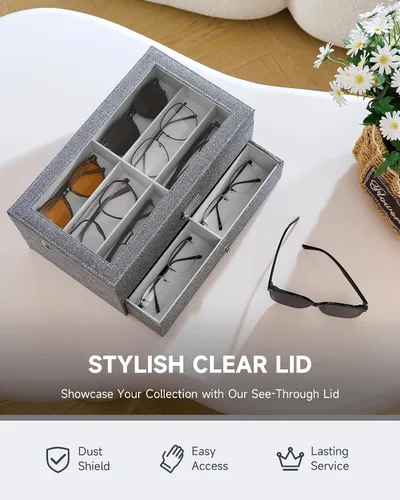 Miniatura 11 de Caja para anteojos de Co-z, organizador de anteojos, caja de almacenamiento con visualización