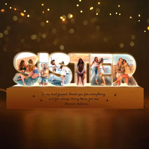 Miniatura 13 de Luz nocturna LED personalizada con collage de fotos, foto personalizada con cualquier cita y nombre, Navidad, amistad, regalos de cumpleaños