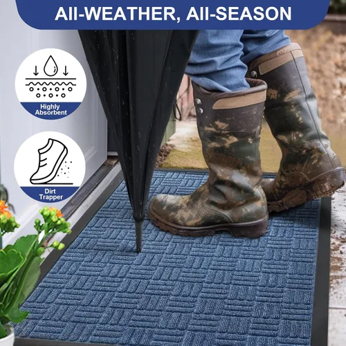 Miniatura 3 de Mibao Tapete para puerta delantera, resistente y duradero, tapete de bienvenida para interiores y exteriores, atrapador de suciedad, impermeable