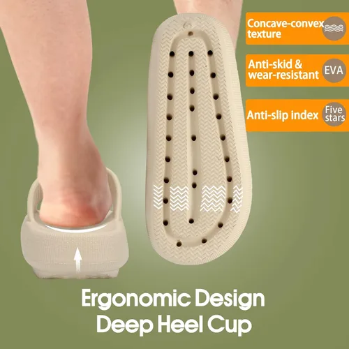 Miniatura 5 de EQUICK Pantuflas de almohada Cloud Slides para mujeres y hombres, pantuflas de ducha y de baño, ultrasuaves, suela gruesa acolchada