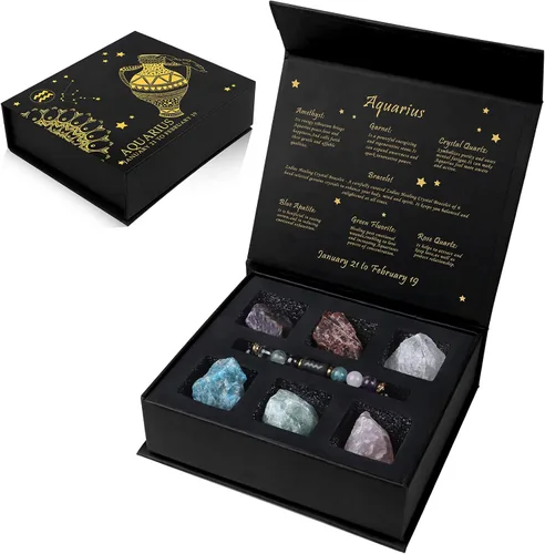 GolbalJew 12 cristales de signos del zodiaco y piedras curativas, regalos para mujeres, joyería de cristal natural, piedras de signo del zodiaco con