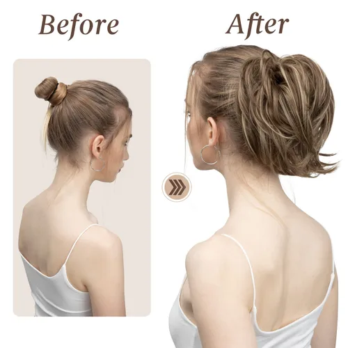 Miniatura 5 de SARLA Piezas de cabello desordenado moño extensiones de cabello sintético rizado updo coleteros falsos extensión de cola de caballo para mujeres 1