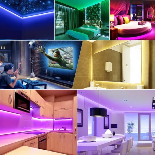 Miniatura 6 de Kit de tiras de luz LED USB, 4 tiras de luz LED RGB precortadas de 1.64 pies/6.56 pies, luces de fondo de TV que cambian de color con control