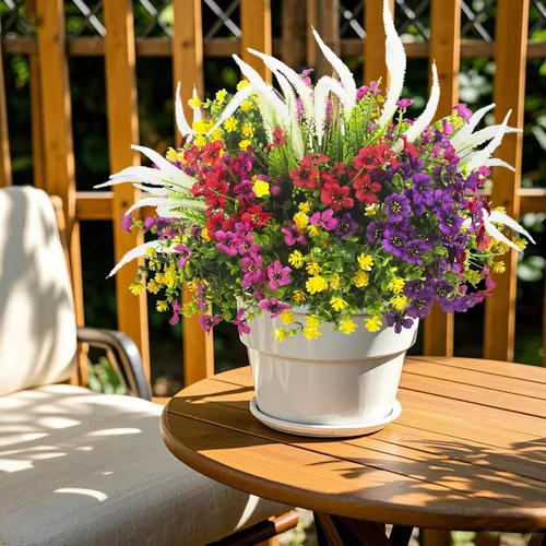 Miniatura 4 de Flores artificiales realistas para exteriores, resistentes a los rayos UV, paquete de 20 plantas colgantes falsas resistentes a la intemperie y a