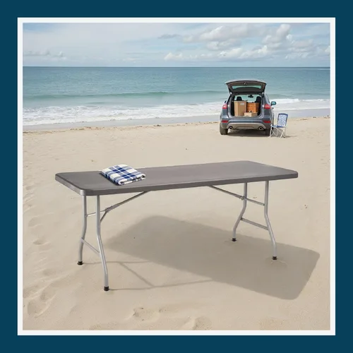 Miniatura 12 de OEF Furnishings OEFBT Series Mesa plegable rectangular de grado comercial, diseño de resina moldeada por soplado de alta resistencia con marco