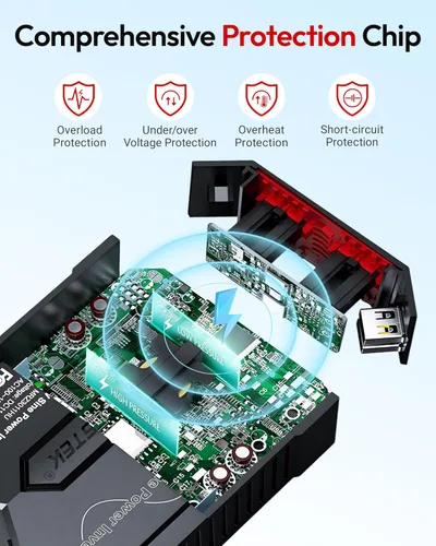 Miniatura 5 de BESTEK Inversor de corriente de onda sinusoidal pura – 300 W enchufe de coche en la salida del cargador DC 12 V a 110 V CA – Adaptador de encendedor