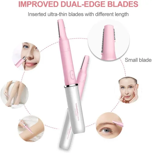 Miniatura 2 de TOUCHBeauty Recortadora de pelo para cara, cejas, nariz, orejas, cuerpo, todo en UNO, removedor de pelo para mujeres y hombres, doble cuchilla, Rosa