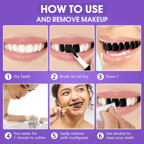 Miniatura 4 de Pintura de Dientes Negros, Pintura Temporal para Dientes Negros Secado Rápido, Realista y Segura, Perfecta para Ennegrecer Dientes, Dientes