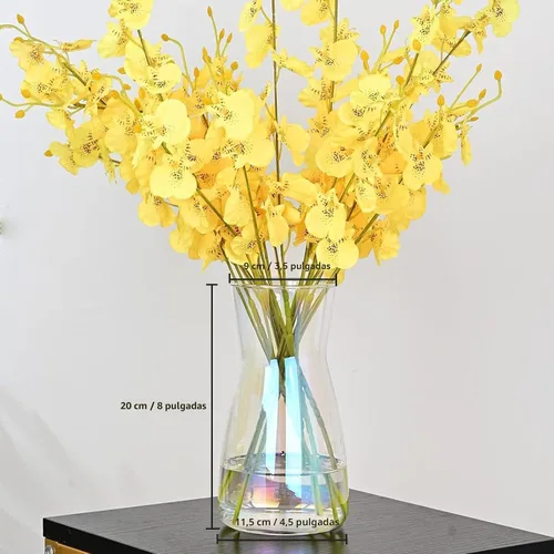 Miniatura 4 de Floreros de cristal iridiscente de 8 pulgadas para centro de mesa, decoración de escritorio interior del hogar, jarrón moderno estilo bohemio