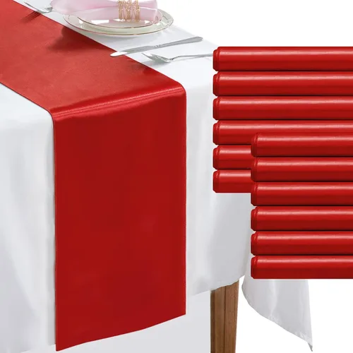 Miniatura 9 de Paquete de 2 caminos de mesa negros de 12 x 108 pulgadas, camino de mesa rectangular de seda satinada suave para bodas, banquetes, decoración