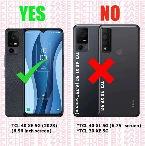 Miniatura 2 de Zase TCL 40 XE 5G (Verizon) - Funda protectora para teléfono, bonita mujer, de piel sintética de alta calidad, con función atril, soporte