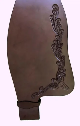 Miniatura 3 de CHALLENGER Horse Western Adult Tooled Genuine Leather Replacement Saddle Fenders 5225 Marrón claro