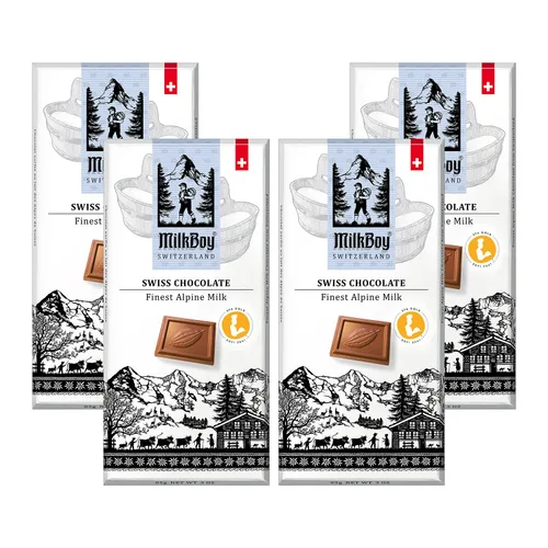Miniatura 11 de Barritas de chocolate Milkboy Swiss Chocolates - Chocolate premium suizo de leche alpina - Chocolates suaves europeos de leche en regalo - Cacao
