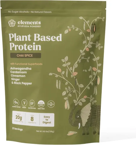 Elements - Proteína vegana en polvo a base de plantas, batido de reemplazo de comidas hecho de guisantes amarillos orgánicos puros con especias