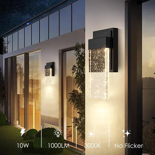 Miniatura 5 de BesLowe Lámparas de pared para exteriores con cristal de burbujas de cristal, apliques exteriores impermeables, faroles de pared LED, luces