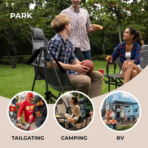 Miniatura 7 de Camphor Designs Hamaca portátil con columpio Tumbona reclinable plegable con reposacabezas y soporte para bebidas Deportes al aire libre, playa
