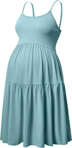 Miniatura 146 de GINKANA Vestido de maternidad sin mangas para mujer, con tirantes ajustables, vestido casual de verano para uso diario o baby shower