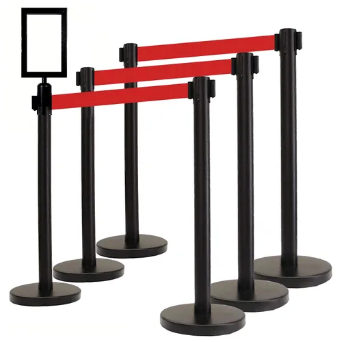 Miniatura 20 de VIP Crowd Control - Juego de barreras de seguridad con cinturones retráctiles, 91 cm de altura, cinturón de 198 cm y soporte de pared Cinturón
