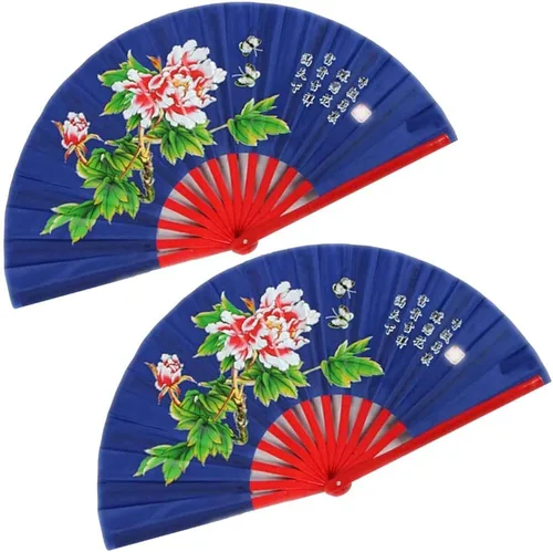 Miniatura 10 de ZooBoo Abanicos de mano derecha de bambú chino Taichi Kungfu ventilador de artes marciales deportes plegable ventilador de mano 13 pulgadas