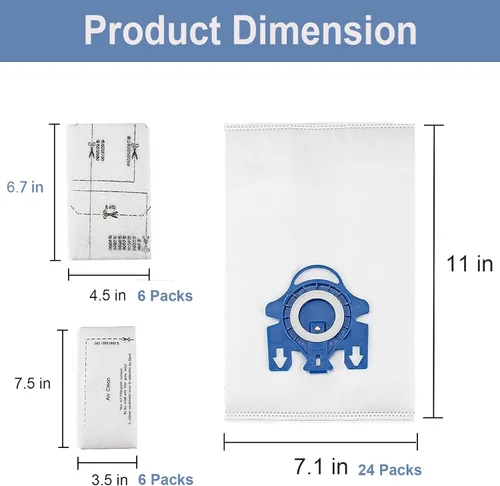 Miniatura 4 de Paquete de 24 bolsas de vacío 3D Airclean GN compatibles con Miele Classic C1, Complete C1, Complete C2, Complete C3, S400i S600 S2 S5 S8 Series, 6