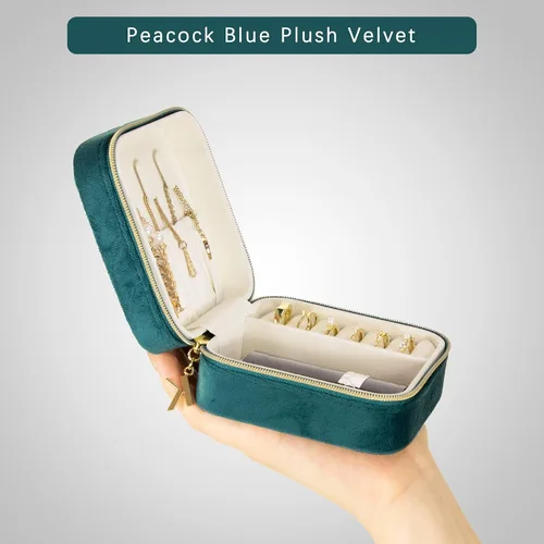 Miniatura 2 de KAMIER Cajas de joyería pequeñas para mujer, estuche de joyería portátil de viaje, caja organizadora de joyas de terciopelo de felpa para aretes