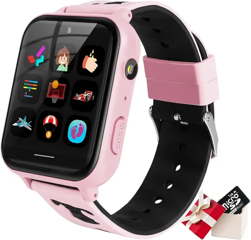 Miniatura 8 de OKYUK Reloj inteligente para niños, reproductor de MP3, reloj de música, teléfono con alarma de cámara, cámara SOS, llamada de 2 vías, reloj