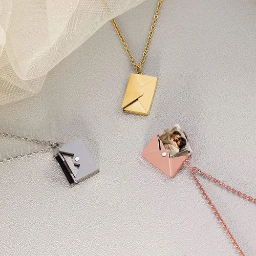 Miniatura 4 de MOTICIUS Collar de sobre personalizado con imagen en el interior, collar de sobre personalizado con mensaje para mujer, regalo para el día