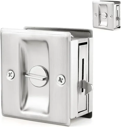 Miniatura 14 de HOMOTEK Cerradura de Puerta Corrediza de Privacidad con Tirador - Reemplaza el Hardware de Cerraduras de Bolsillo Viejas o Dañadas Rápida y Negro