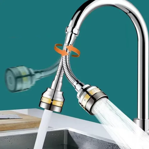 Miniatura 4 de Accesorio rociador de grifo, cabezal rociador giratorio de 360 grados a prueba de salpicaduras de metal para cocina doméstica (longitud extendida)