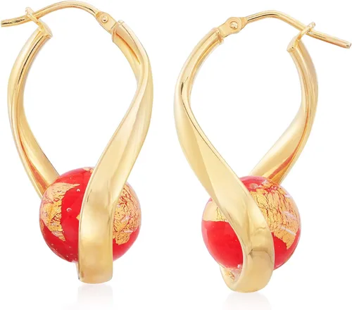 Miniatura 4 de Ross-Simons Italian Murano Glass Bead Twisted Hoop Earrings in Silver