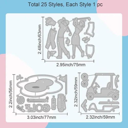 Miniatura 2 de GLOBLELAND Troqueles de corte de golf para bricolaje Scrapbooking Metal Golf Deportes troquelados Plantillas de estampado en relieve Plantilla