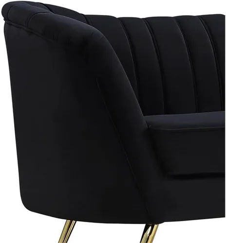 Miniatura 4 de Meridian Furniture Margo Collection Modern Sofá biplaza tapizado de terciopelo contemporáneo con acolchado de canal profundo y patas de acero