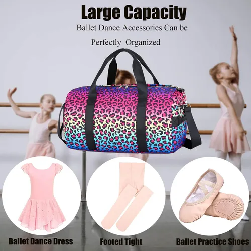 Miniatura 4 de Bolsa de gimnasia para niños, bolsa de viaje con compartimentos para zapatos, bolsa de ballet deportiva, bolsa de transporte para adolescentes