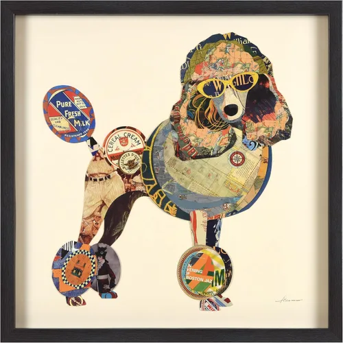 Miniatura 16 de Empire Art Direct Alex Zeng - Papel gráfico enmarcado con collage dimensional de bulldog francés bajo vidrio, listo para colgar, 17 x 17 pulgadas