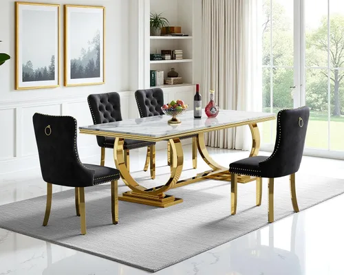 Miniatura 37 de Juego de mesa de comedor de mármol sintético, 7 piezas, juego de mesa de cocina y comedor para 6, mesa de comedor rectangular blanca de 70 pulgadas