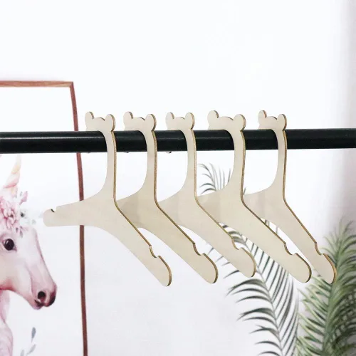 Miniatura 5 de Perchas de ropa para niños, 5/10 unidades, tendedero de madera para bebés y niños (5 piezas)