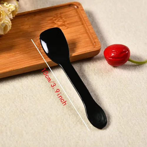 Miniatura 2 de 100 cucharas de helado, cuchara desechable para pastel, cuchara de pudín de yogur de plástico, color negro