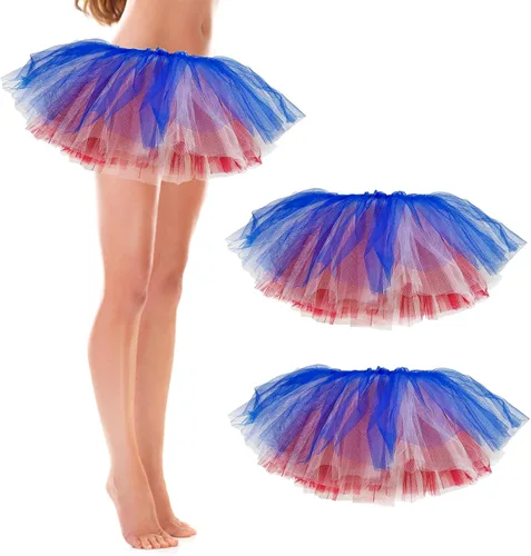 Miniatura 9 de Paquete de 3 faldas tutú para mujeres, adolescentes y adultos, 5 capas hinchadas clásicas de tul para mujeres, ballet, correr, fiesta, disfraz