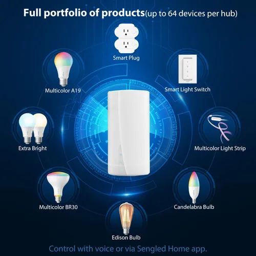 Miniatura 5 de Sengled Smart Home Hub Z01-hub, bombillas inteligentes Zigbee Smart Products usadas, compatibles con Alexa, Google Assistance, blanco, 1 paquete