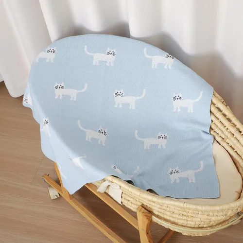 Miniatura 6 de Hadetoto Mantas de bebé para niños y niñas, mantas de algodón de punto para recién nacidos, manta de recepción de ganchillo neutro, esenciales