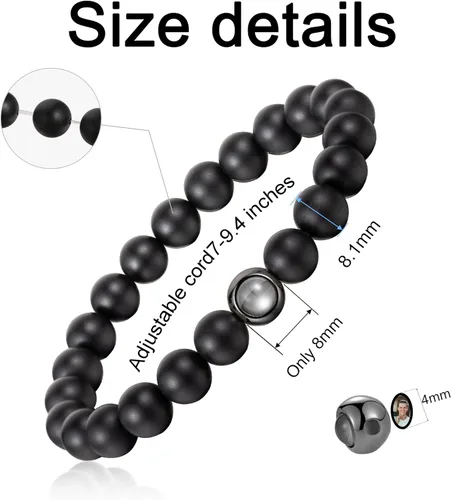 Miniatura 3 de EMIRISTIC Pulsera de fotos personalizada, pulsera de cadena cubana de piedra natural con imagen personalizada, regalo para cualquier día especial
