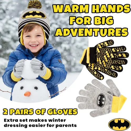 Miniatura 20 de DC Comics Conjunto de 2 pares de guantes o manoplas de invierno de Batman para niños (niños pequeños)