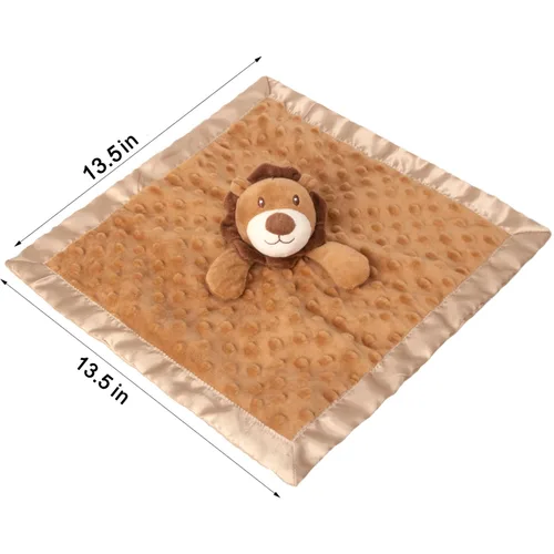 Miniatura 5 de Manta de Seguridad para Bebé León Tela Suave de Lunares Minky con Respaldo de Satén Sedoso Juguete de Abrazo Manta de Animal para Bebé y Niño