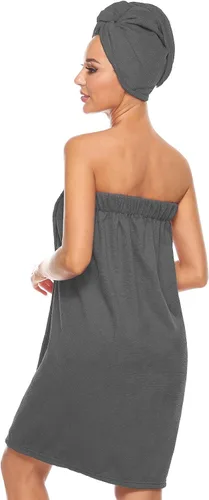 Miniatura 3 de Orrpally Bata de Envoltura de Ducha para Mujer, Toalla de Envoltura de Baño, Bata de Spa, Envoltura Corporal Ajustable