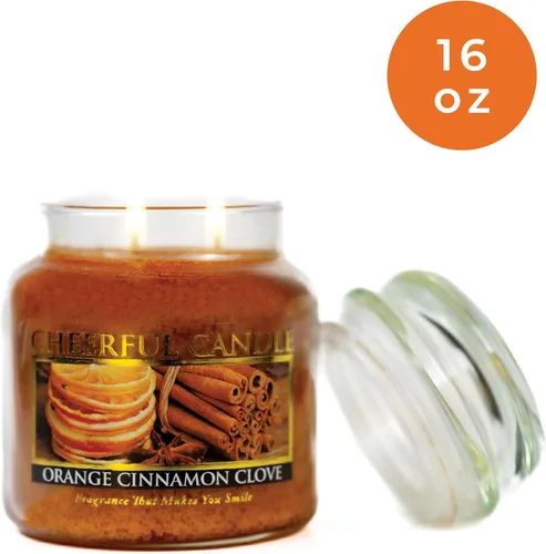Miniatura 2 de A Cheerful Giver - Vela en tarro de vidrio perfumada de naranja y canela (16 onzas) con tapa y fragancia fiel a la vida, fabricada en Estados Unidos